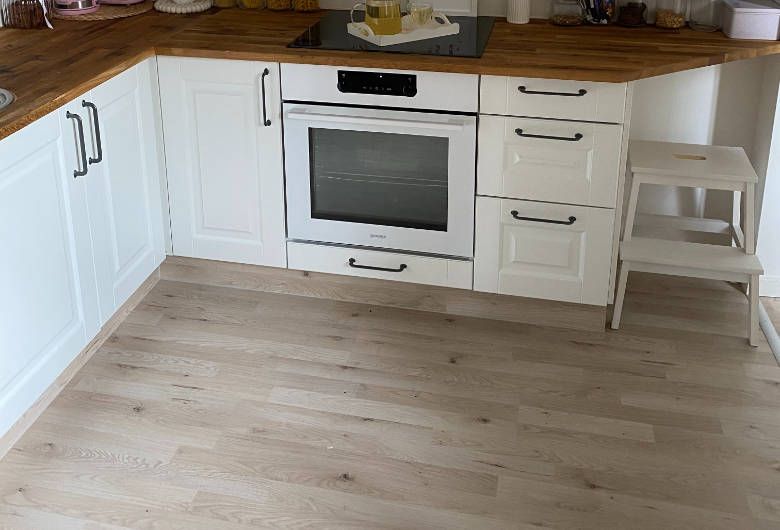 Luxury vinyl plank kitchen floor