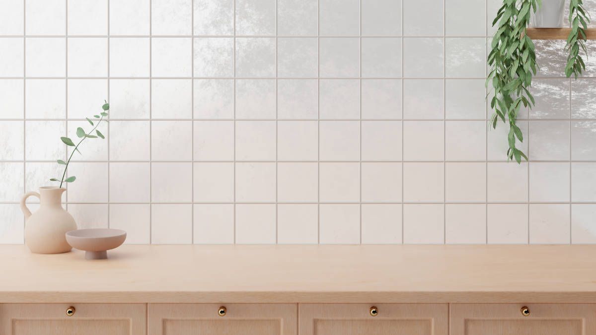 New white kitchen backsplash tiles in square style