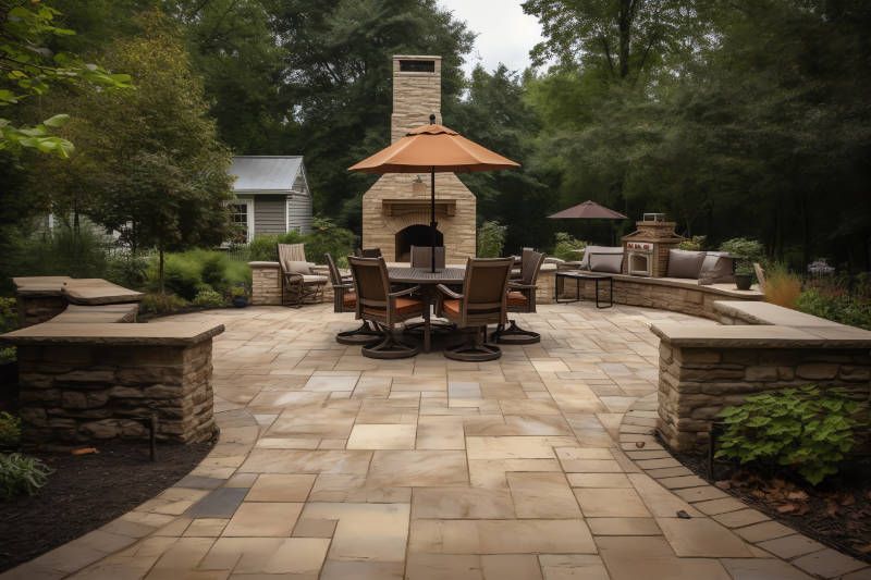 outdoor living with tile patio
