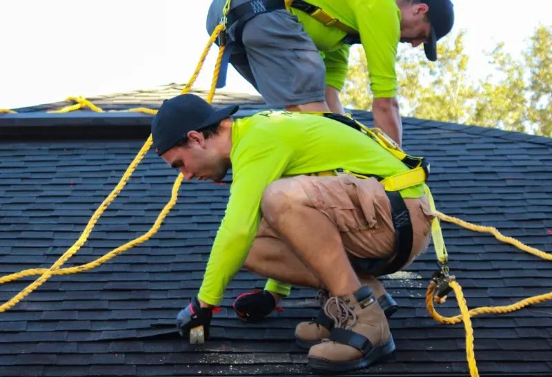 New roof and shingle installation.