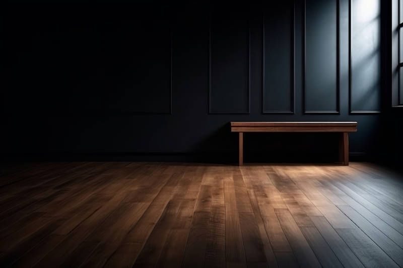 natural vinyl plank floor in dark room