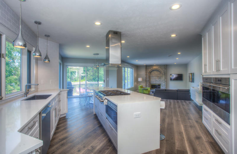 Kitchen remodel showing new flooring